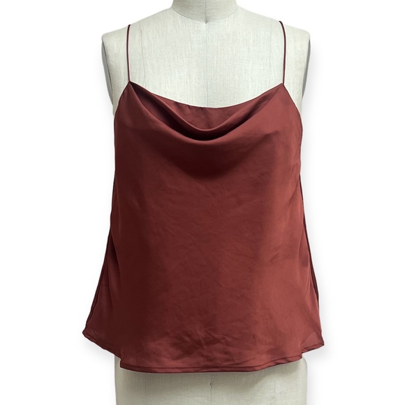 Astr Tops - Astr the Label Cowl Neck Slip Spaghetti Strap Satin Top